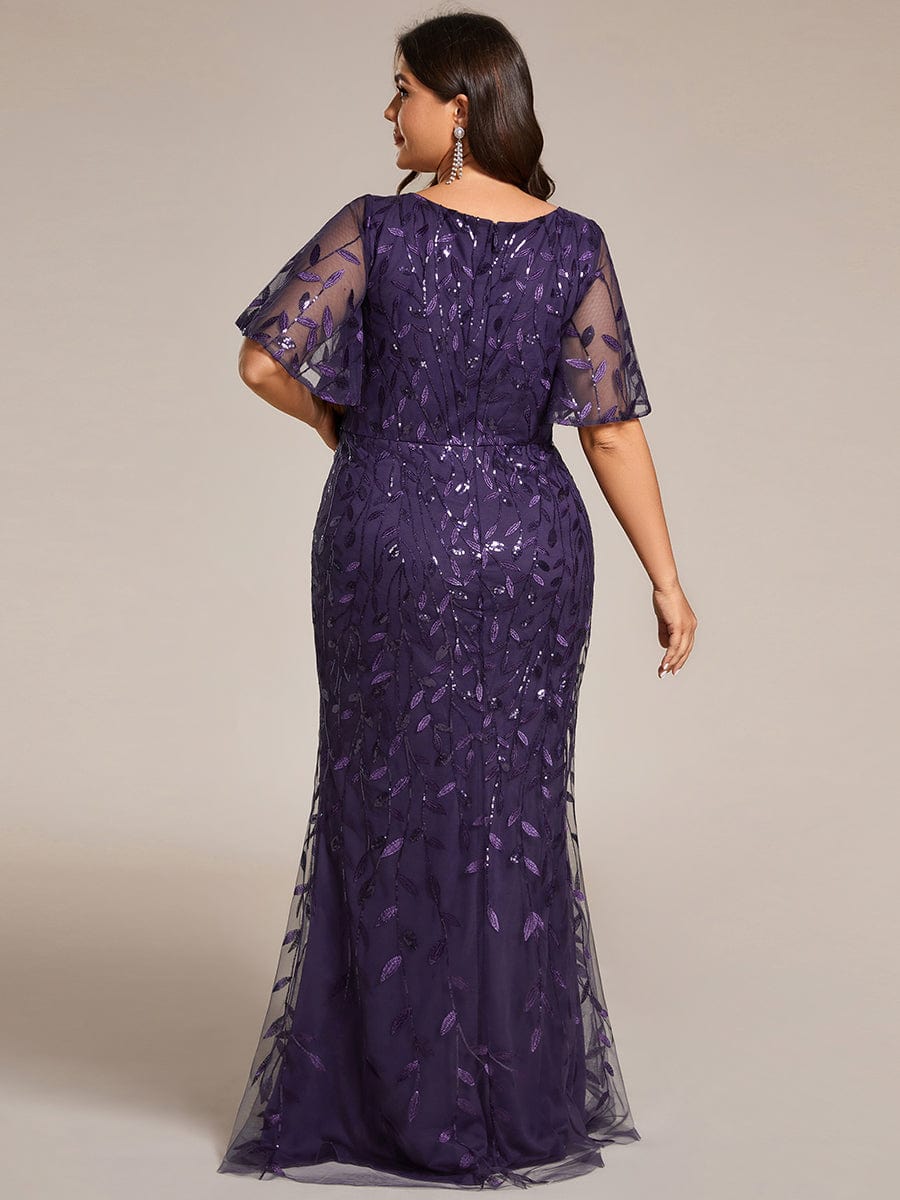 Plus Size Long Mermaid Dress #color_Dark Purple