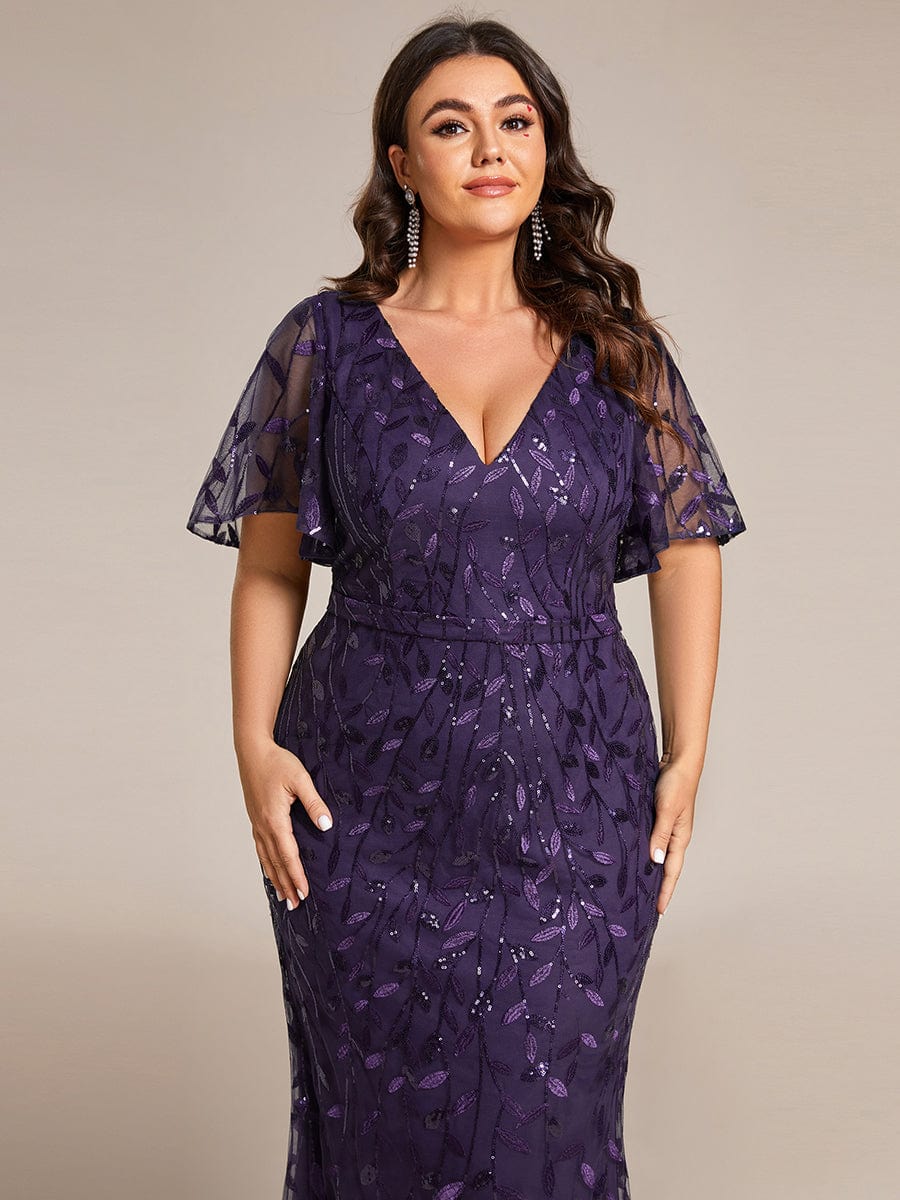 Plus Size Long Mermaid Dress #color_Dark Purple