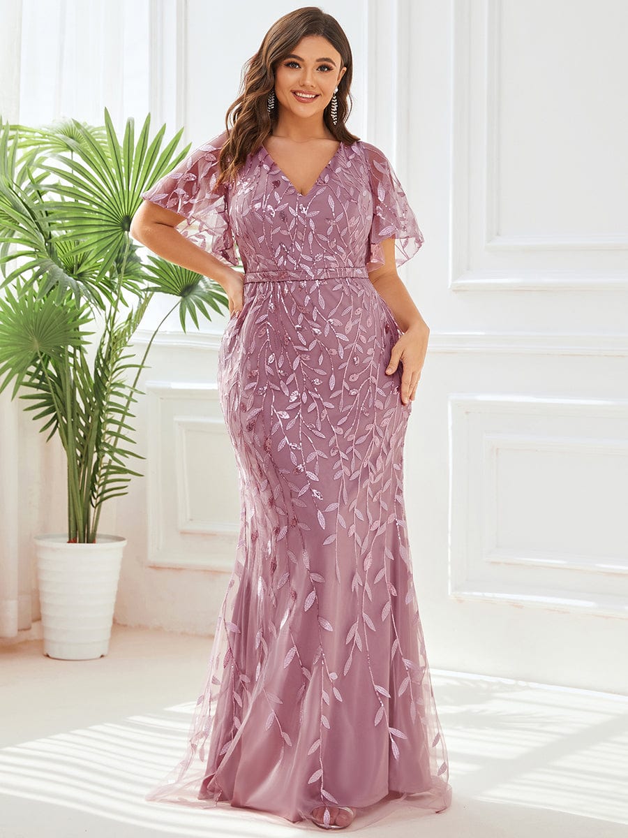 Plus Size Long Mermaid Dress #color_Purple Orchid