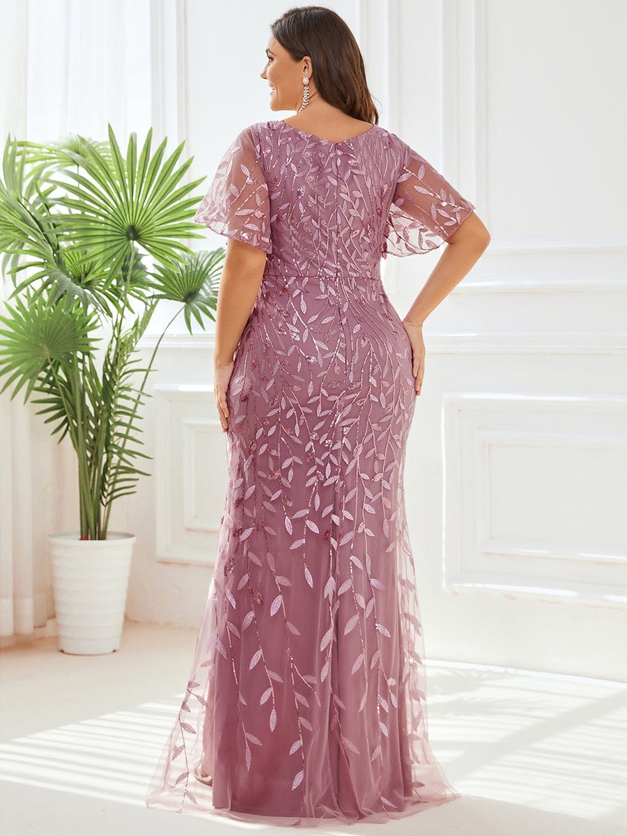 Plus Size Long Mermaid Dress #color_Purple Orchid