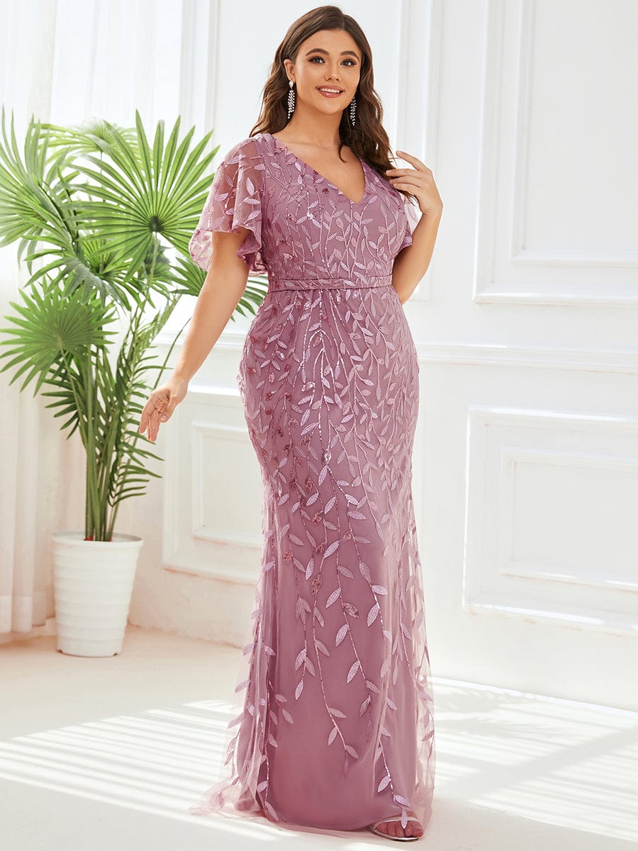 Plus Size Long Mermaid Dress #color_Purple Orchid