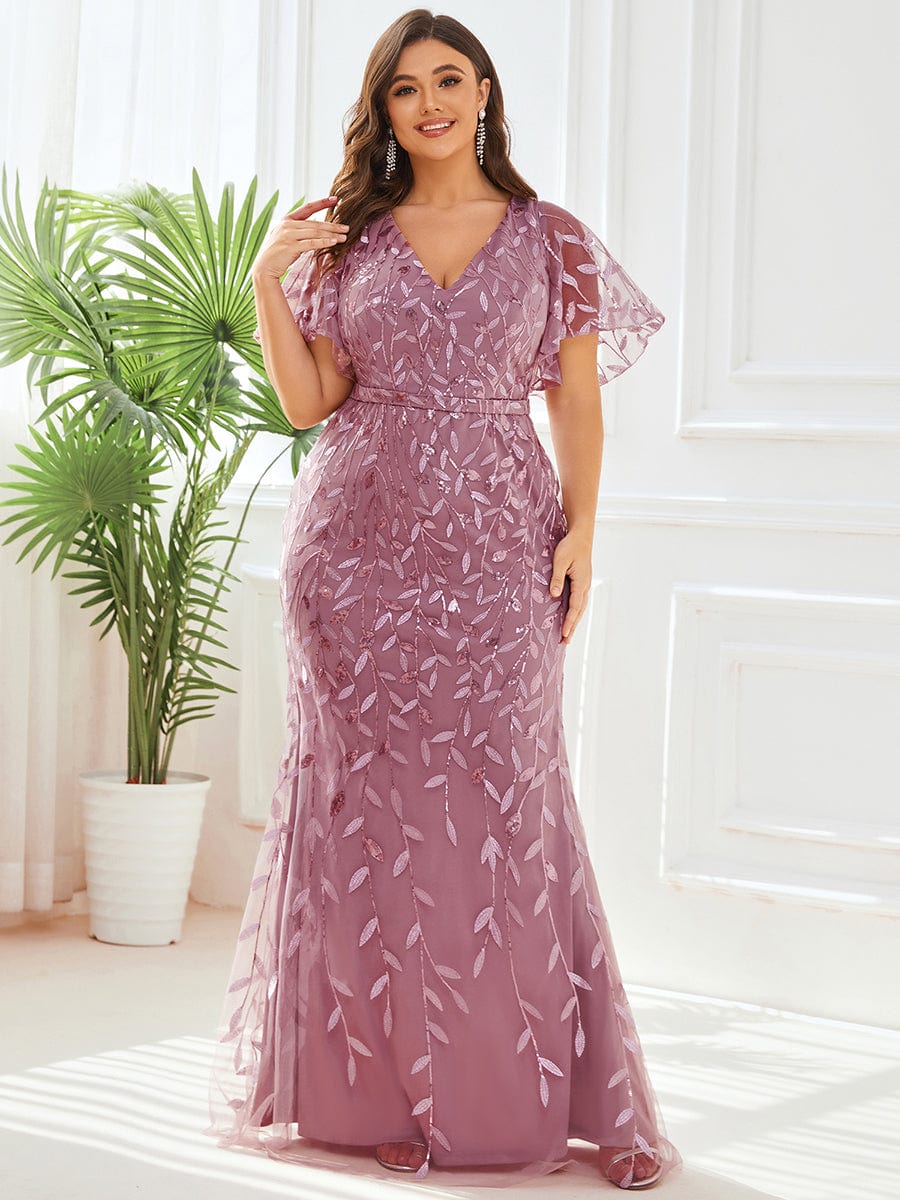 Plus Size Long Mermaid Dress #color_Purple Orchid