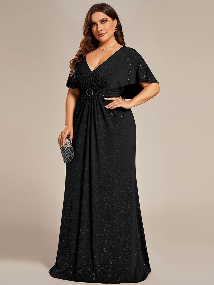 Plus Size Glitter Mermaid Dress #color_Black