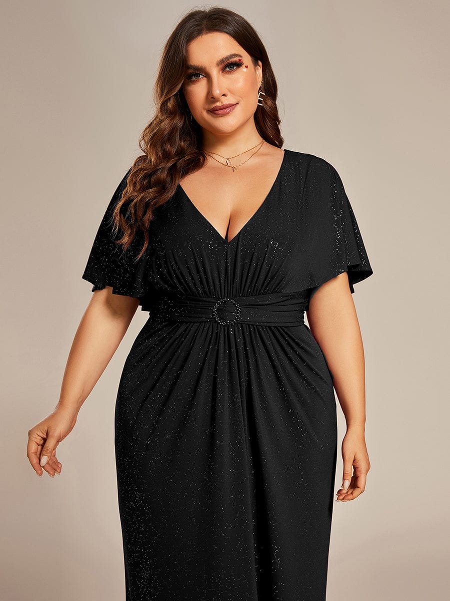 Plus Size Glitter Mermaid Dress #color_Black