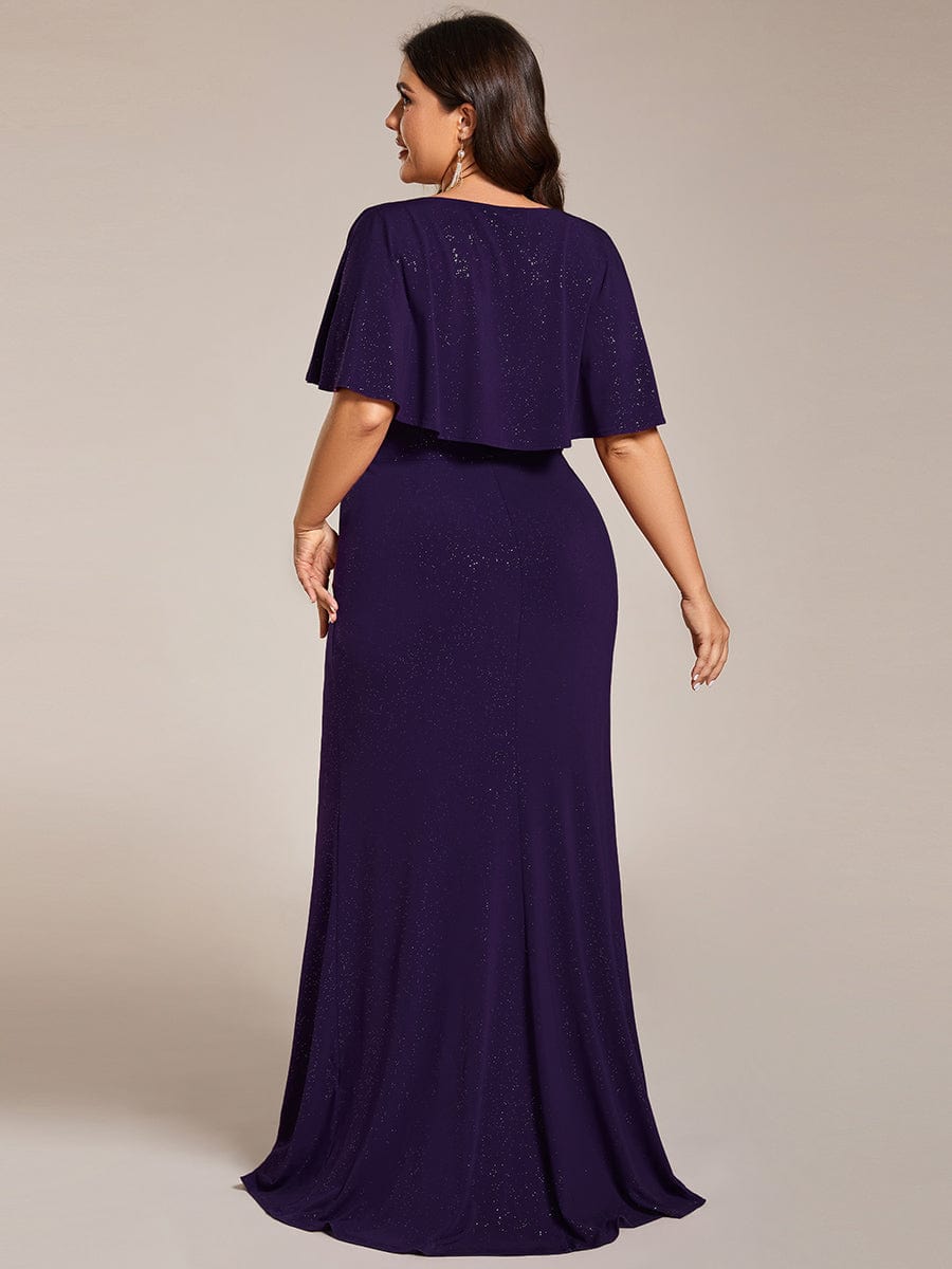 Plus Size Glitter Mermaid Dress #color_Dark Purple