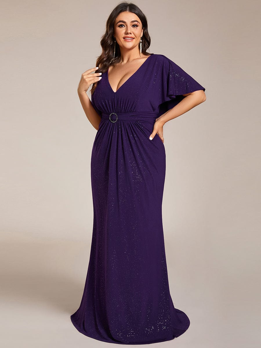 Plus Size Glitter Mermaid Dress #color_Dark Purple