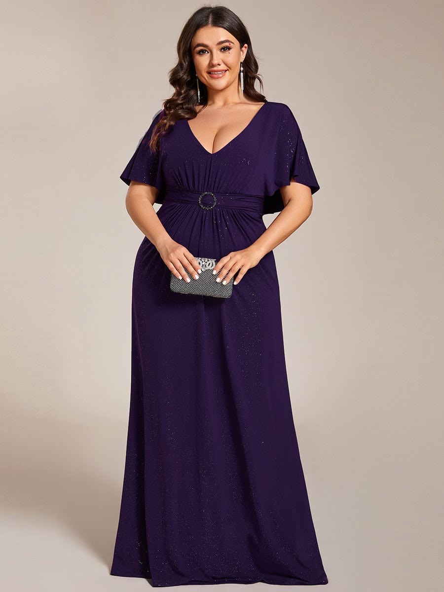 Plus Size Glitter Mermaid Dress #color_Dark Purple