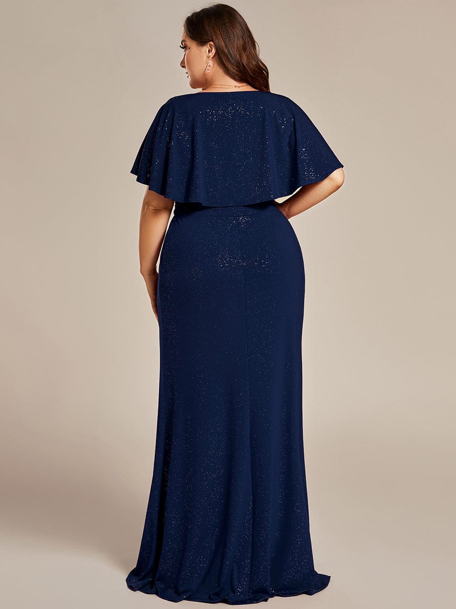 Plus Size Glitter Mermaid Dress #color_Navy Blue