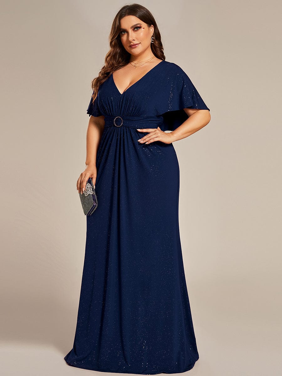 Plus Size Glitter Mermaid Dress #color_Navy Blue