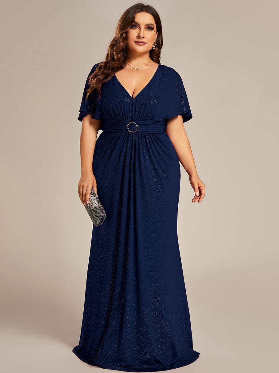 Plus Size Glitter Mermaid Dress #color_Navy Blue