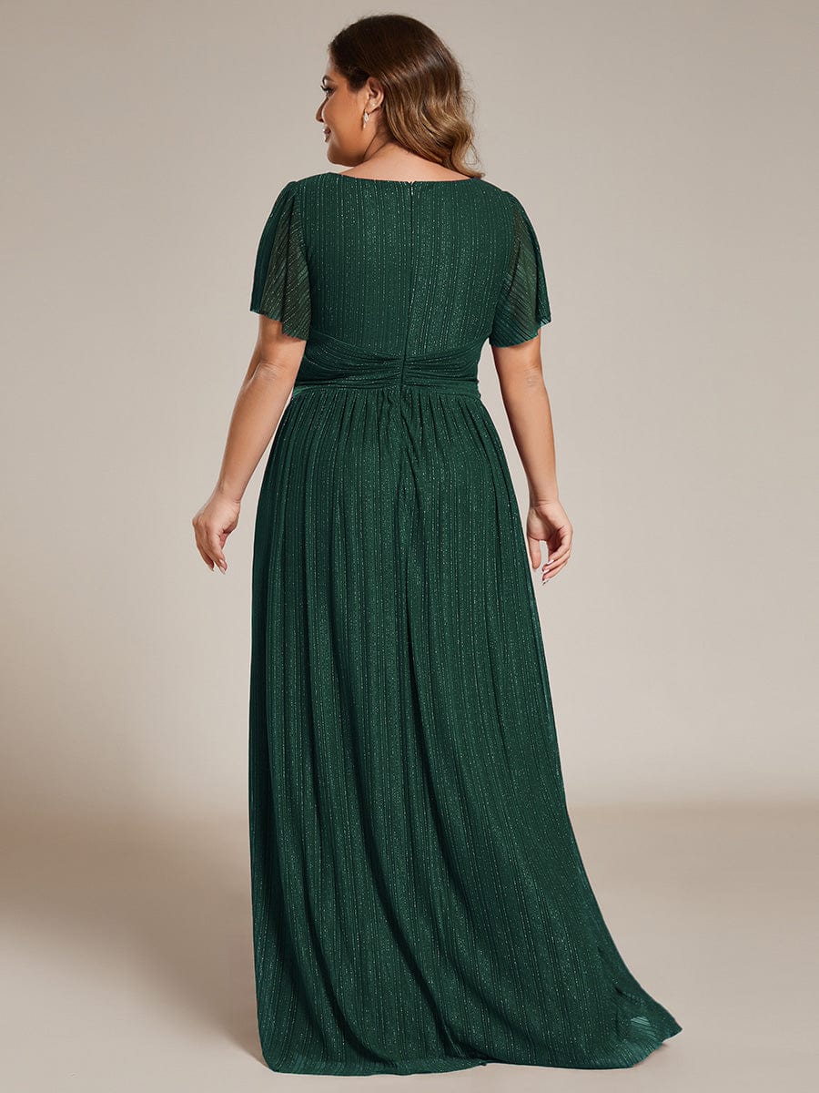 Plus Size Shiny High Waist Dress #color_Dark Green