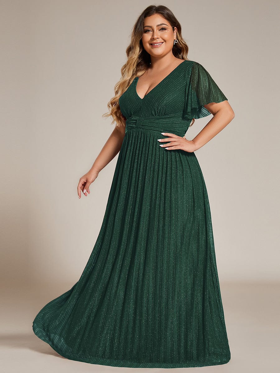 Plus Size Shiny High Waist Dress #color_Dark Green