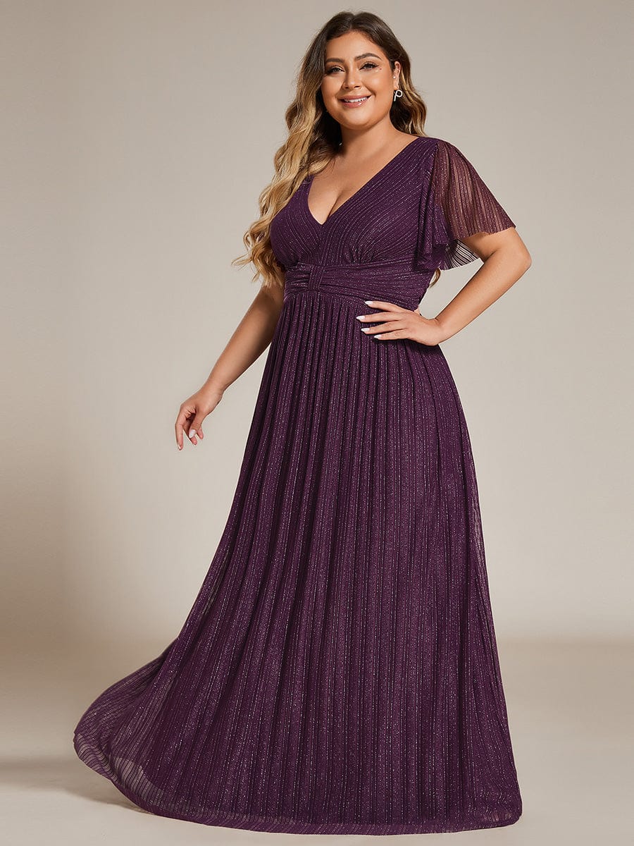 Plus Size Shiny High Waist Dress #color_Purple Wisteria