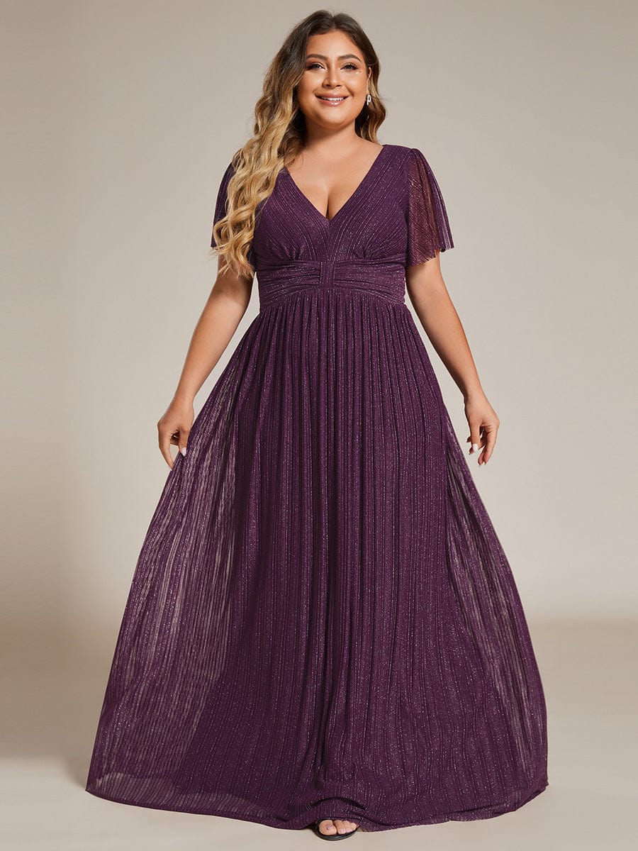 Plus Size Shiny High Waist Dress #color_Purple Wisteria