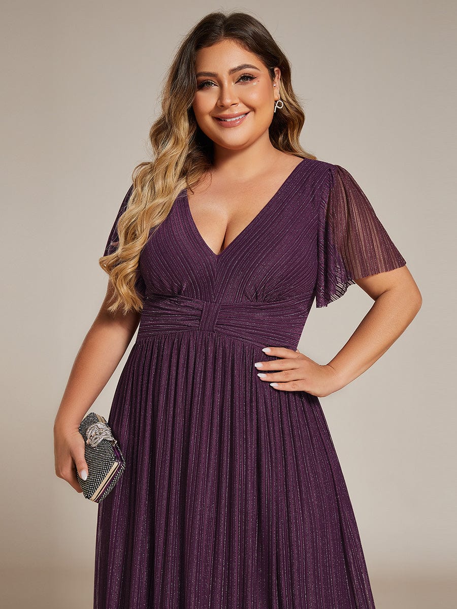 Plus Size Shiny High Waist Dress #color_Purple Wisteria