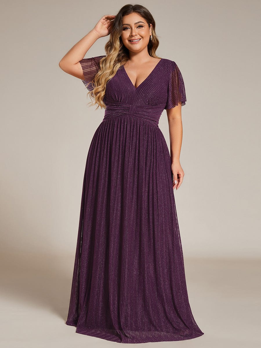 Plus Size Shiny High Waist Dress #color_Purple Wisteria