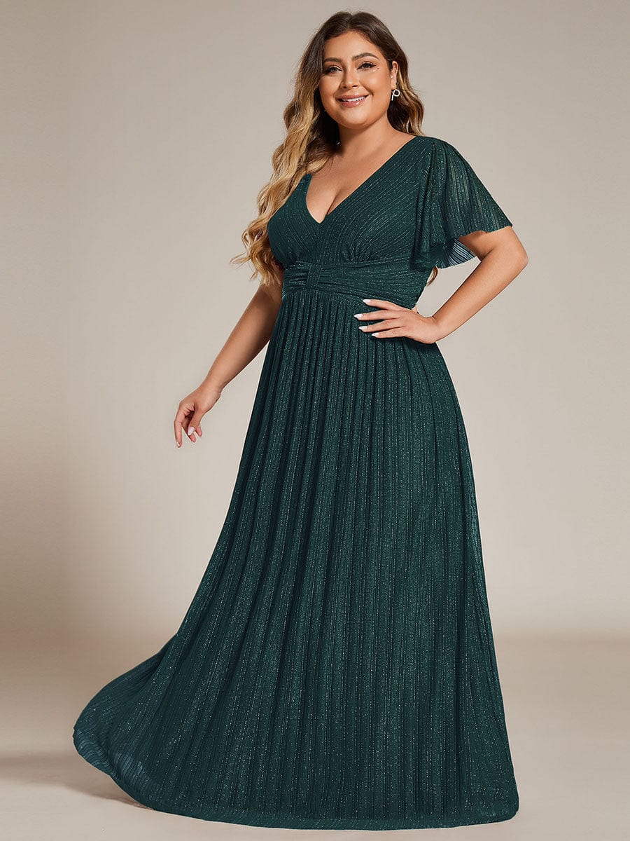 Plus Size Shiny High Waist Dress #color_Teal