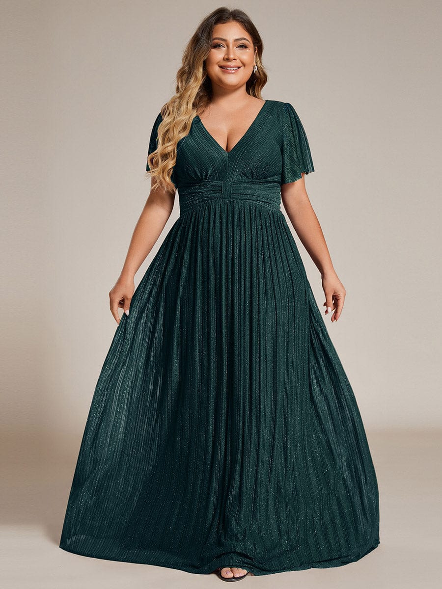 Plus Size Shiny High Waist Dress #color_Teal