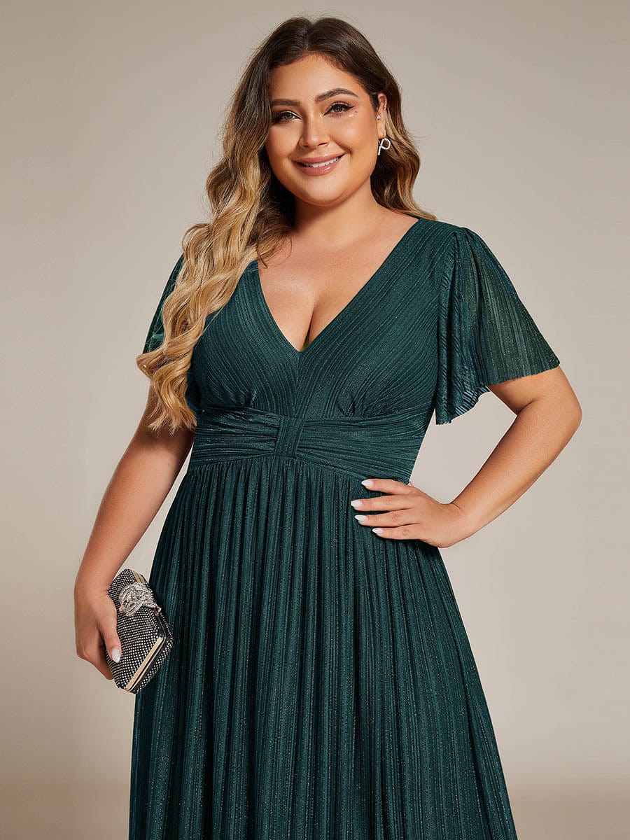 Plus Size Shiny High Waist Dress #color_Teal