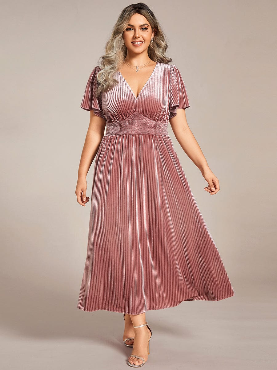 Velvet A-Line Plus Size Midi Dress #color_Purple Orchid