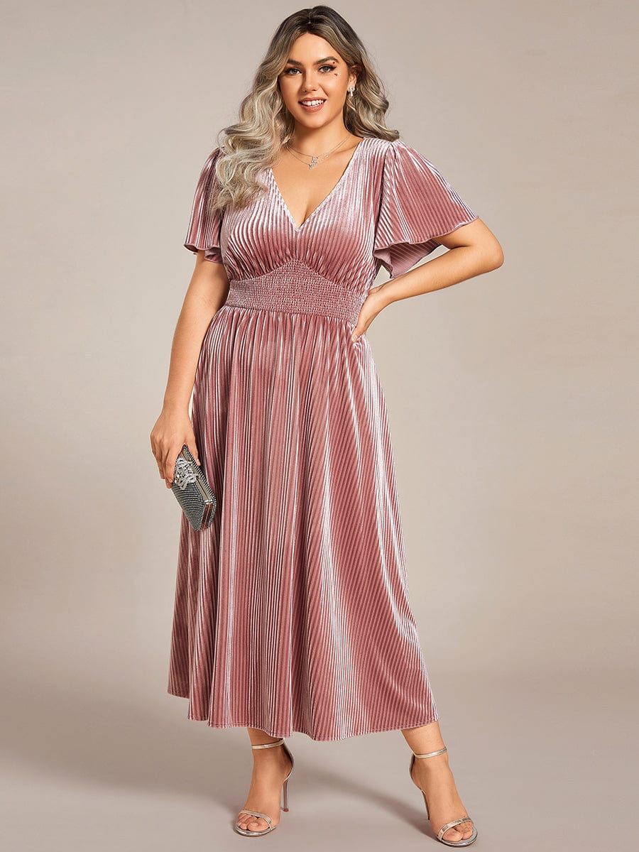 Velvet A-Line Plus Size Midi Dress #color_Purple Orchid