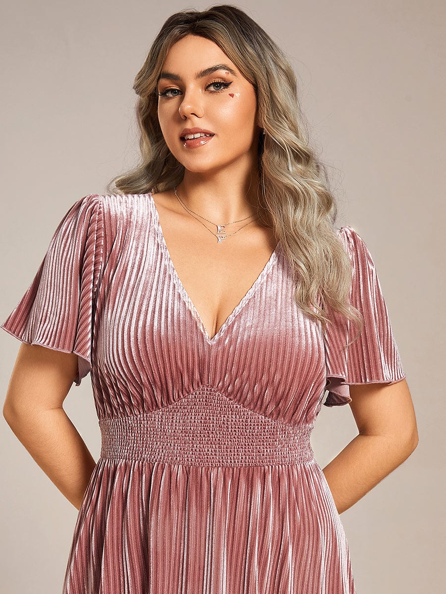 Velvet A-Line Plus Size Midi Dress #color_Purple Orchid