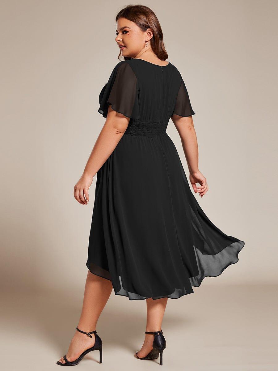 Plus Size A-Line Chiffon Midi Dress #color_Black