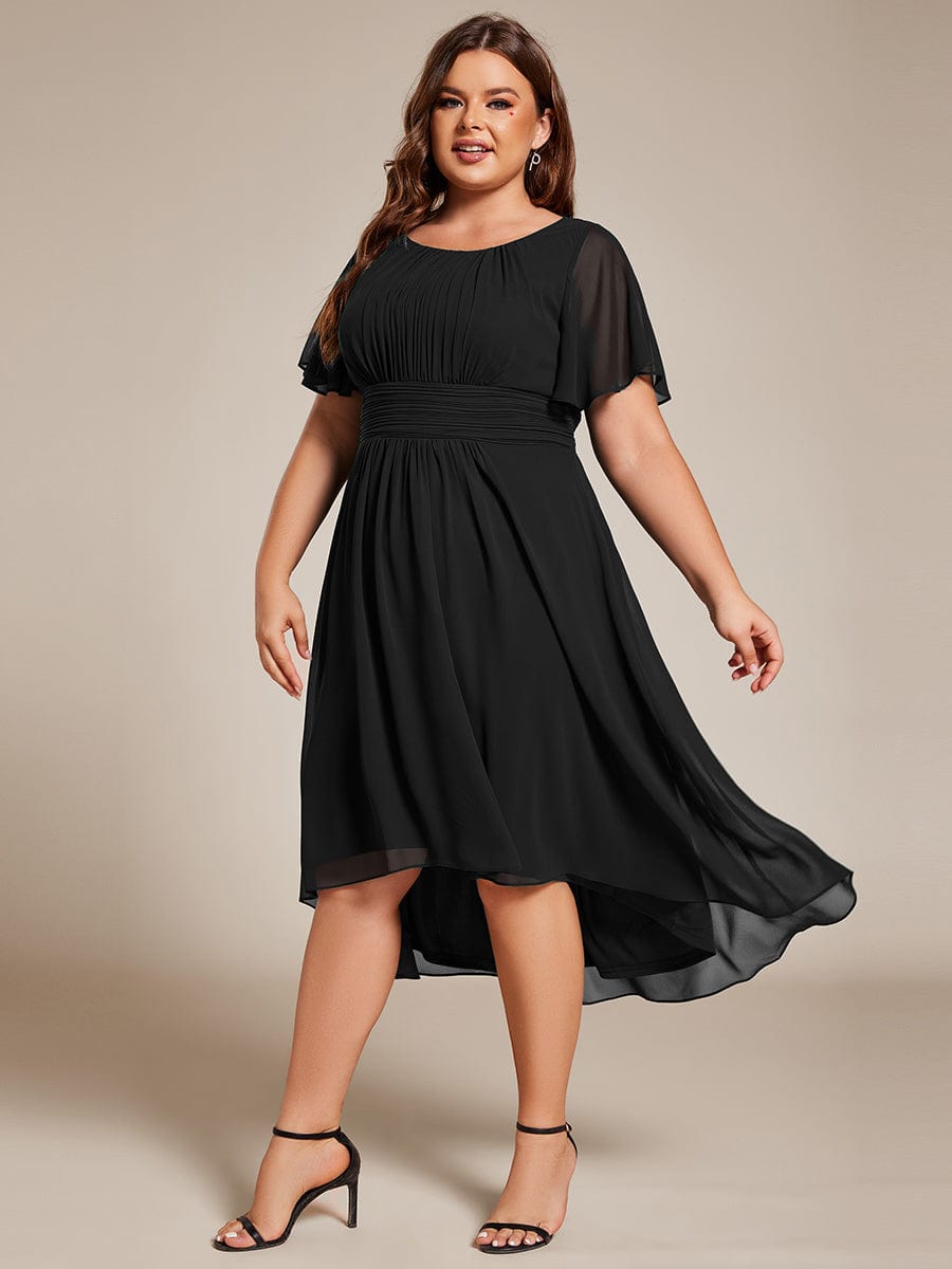 Plus Size A-Line Chiffon Midi Dress #color_Black