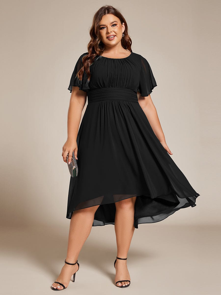 Plus Size A-Line Chiffon Midi Dress #color_Black