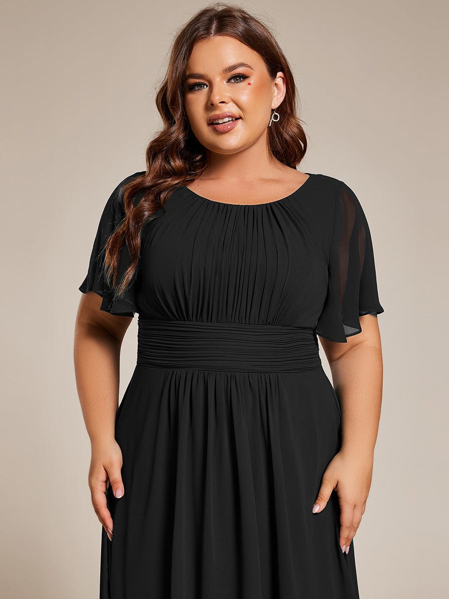 Plus Size A-Line Chiffon Midi Dress #color_Black