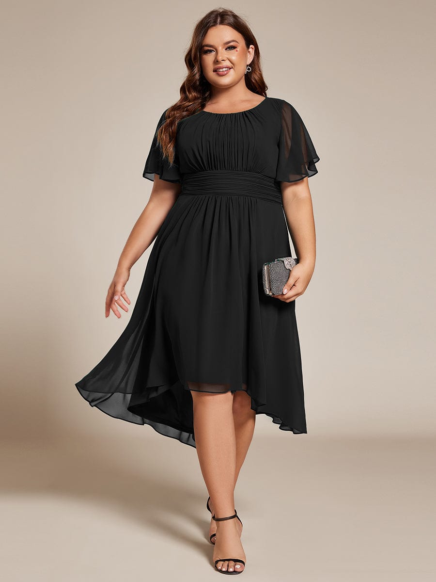 Plus Size A-Line Chiffon Midi Dress #color_Black