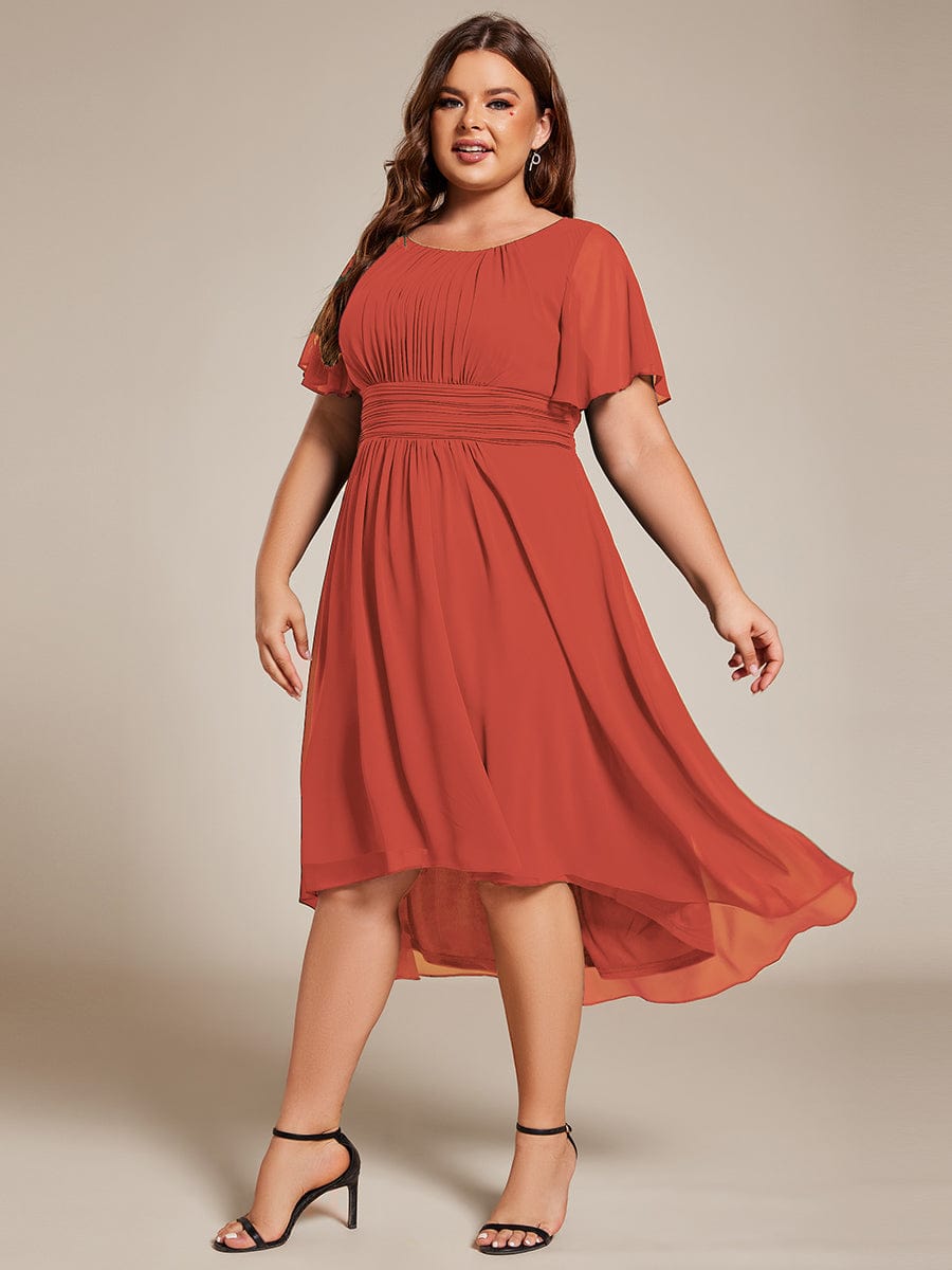 Plus Size A-Line Chiffon Midi Dress #color_Burnt Orange