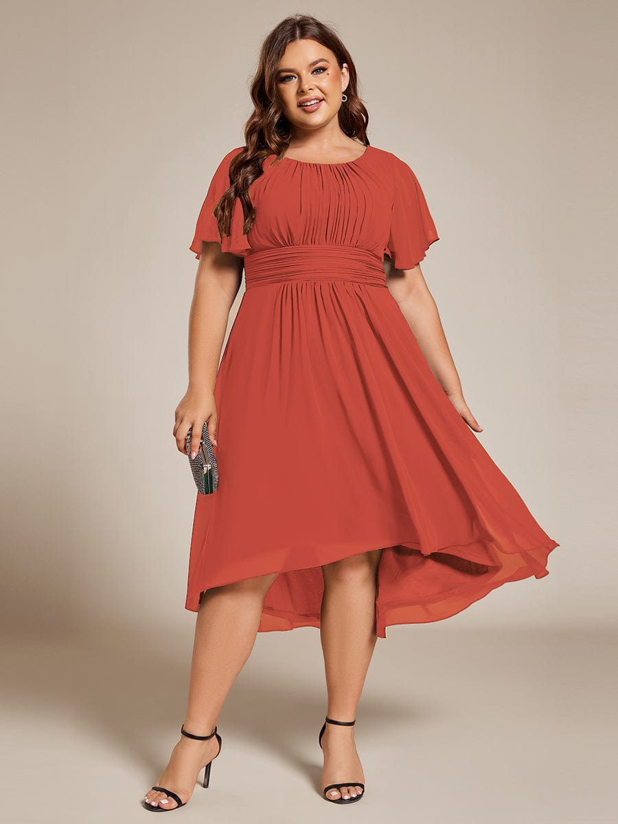 Plus Size A-Line Chiffon Midi Dress #color_Burnt Orange