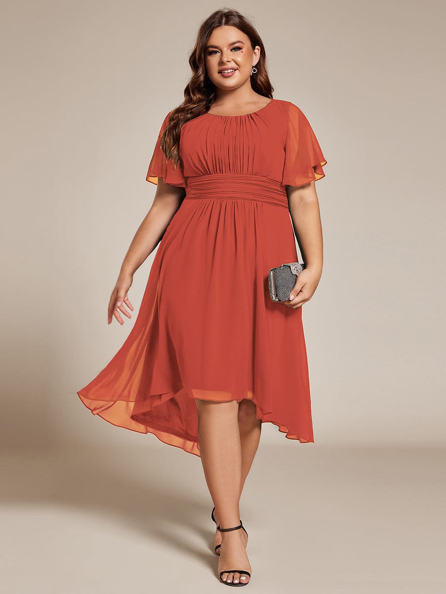 Plus Size A-Line Chiffon Midi Dress #color_Burnt Orange