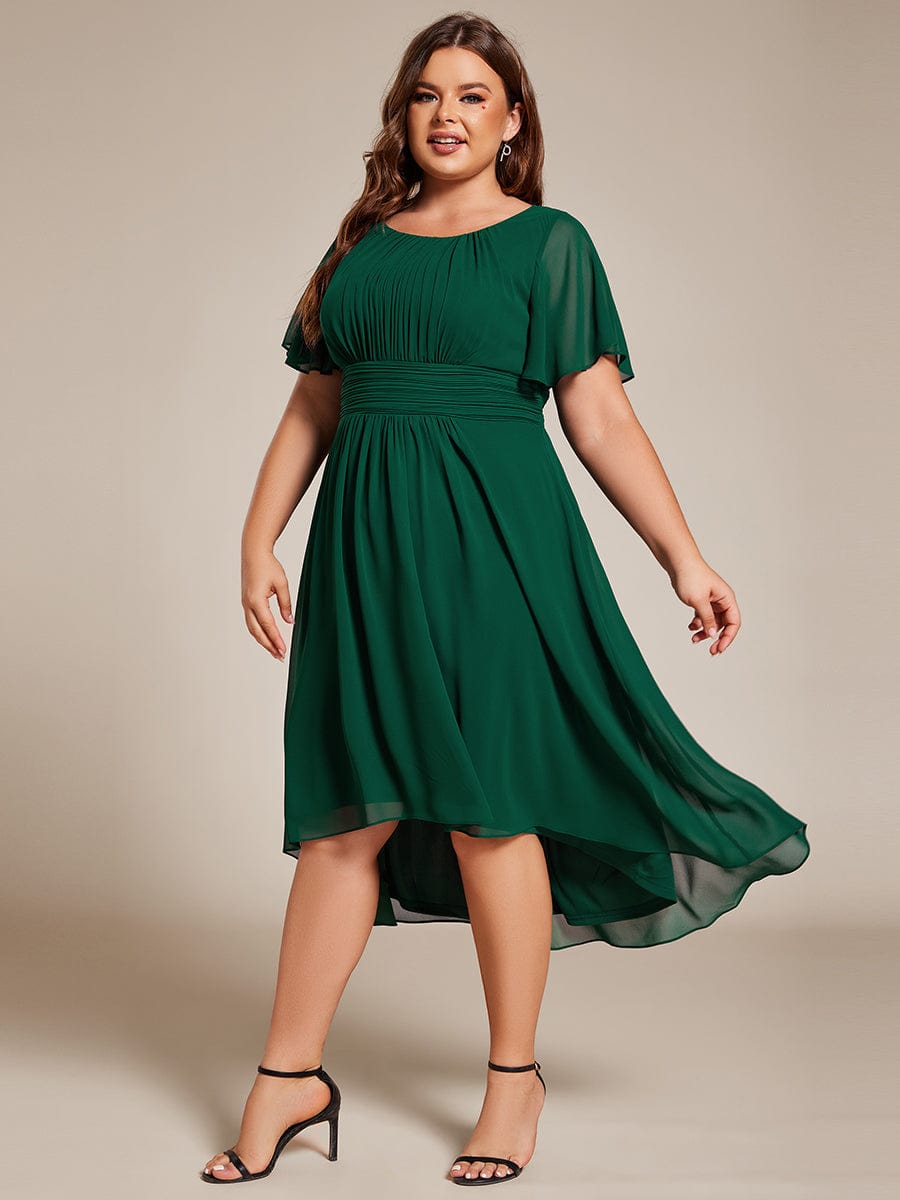 Plus Size A-Line Chiffon Midi Dress #color_Dark Green