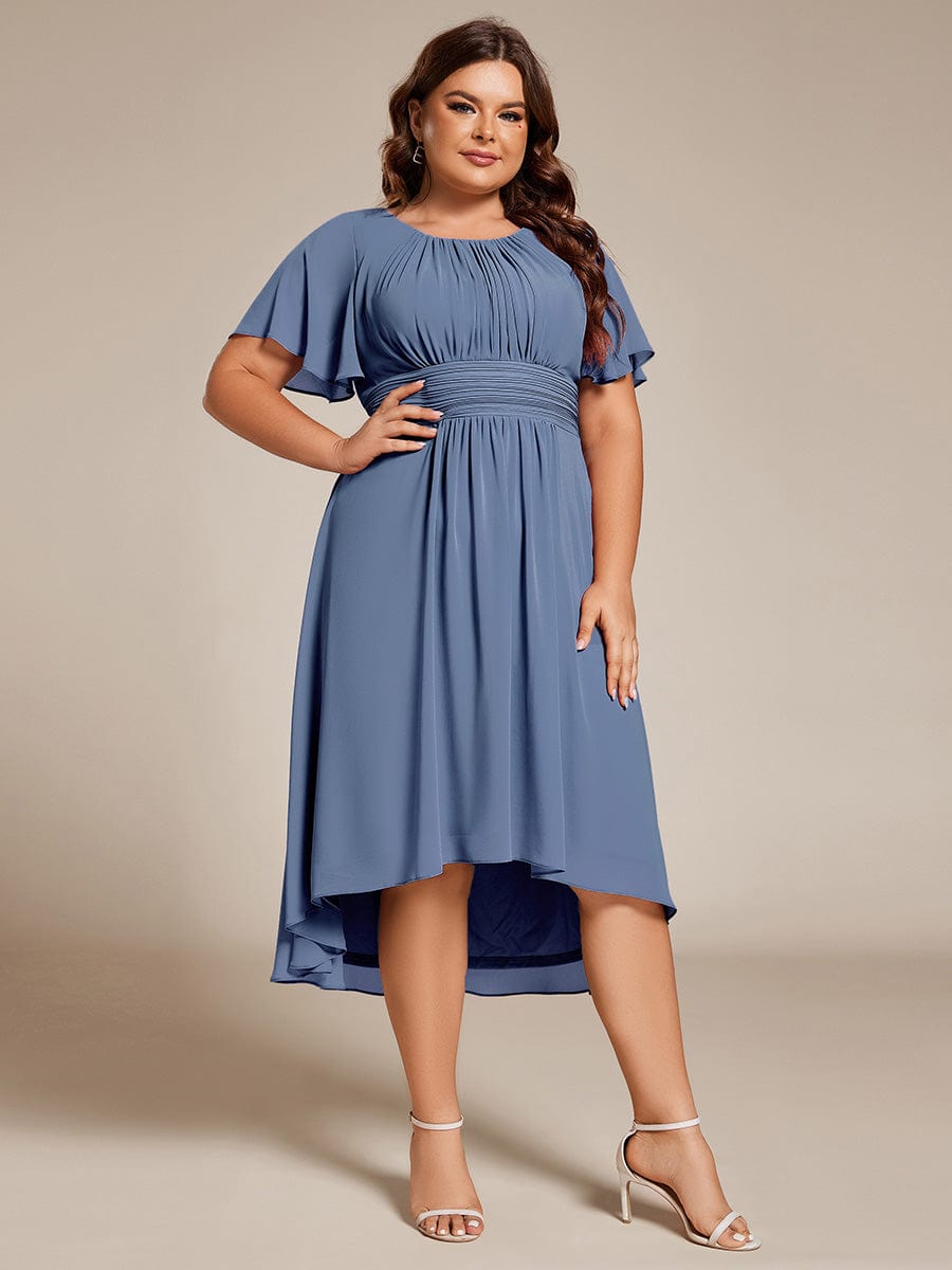 Plus Size A-Line Chiffon Midi Dress #color_Dusty Blue