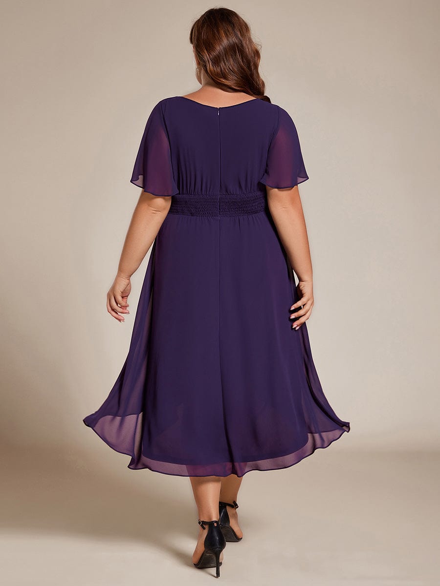 Plus Size A-Line Chiffon Midi Dress #color_Dark Purple