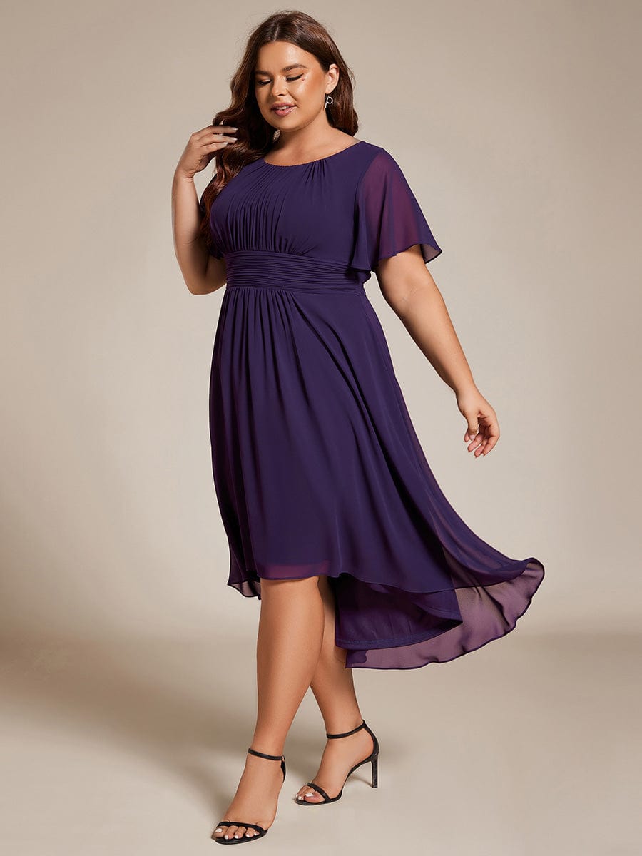 Plus Size A-Line Chiffon Midi Dress #color_Dark Purple