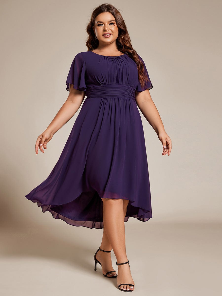 Plus Size A-Line Chiffon Midi Dress #color_Dark Purple