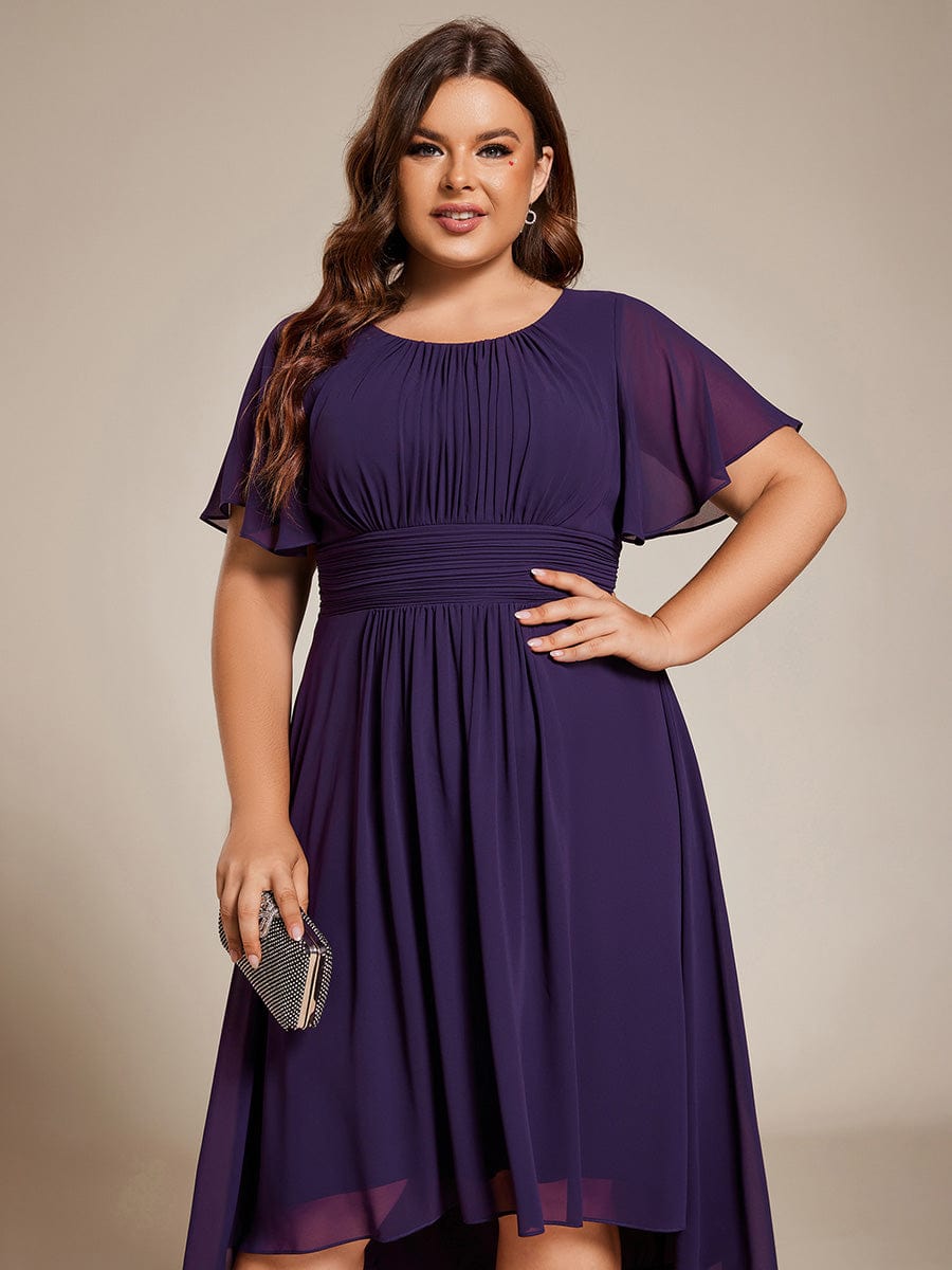 Plus Size A-Line Chiffon Midi Dress #color_Dark Purple