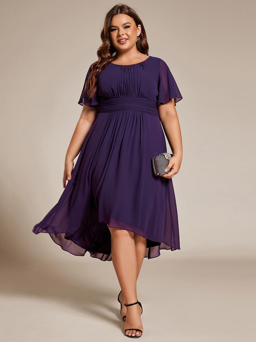 Plus Size A-Line Chiffon Midi Dress #color_Dark Purple