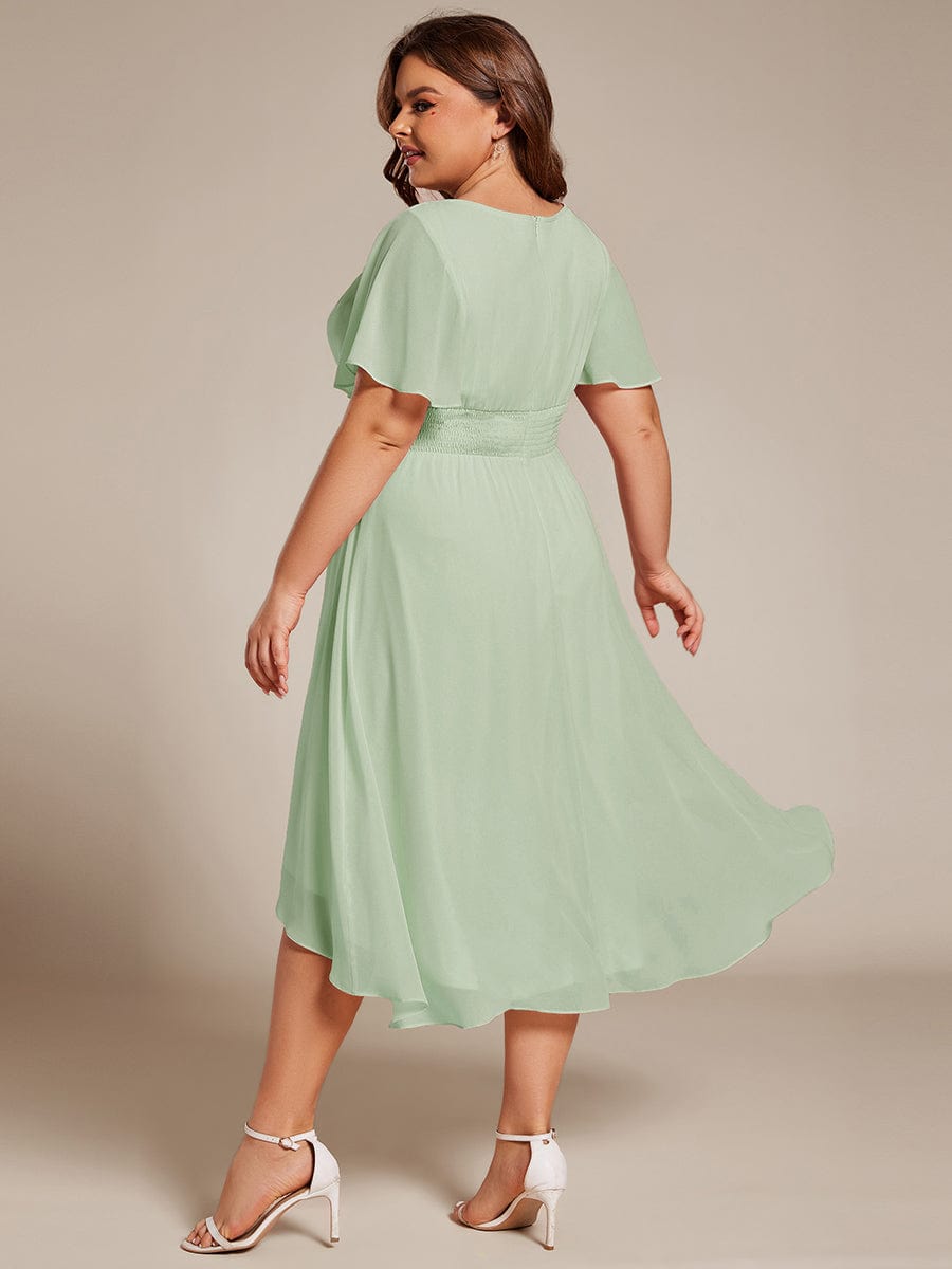 Plus Size A-Line Chiffon Midi Dress #color_Sage Green