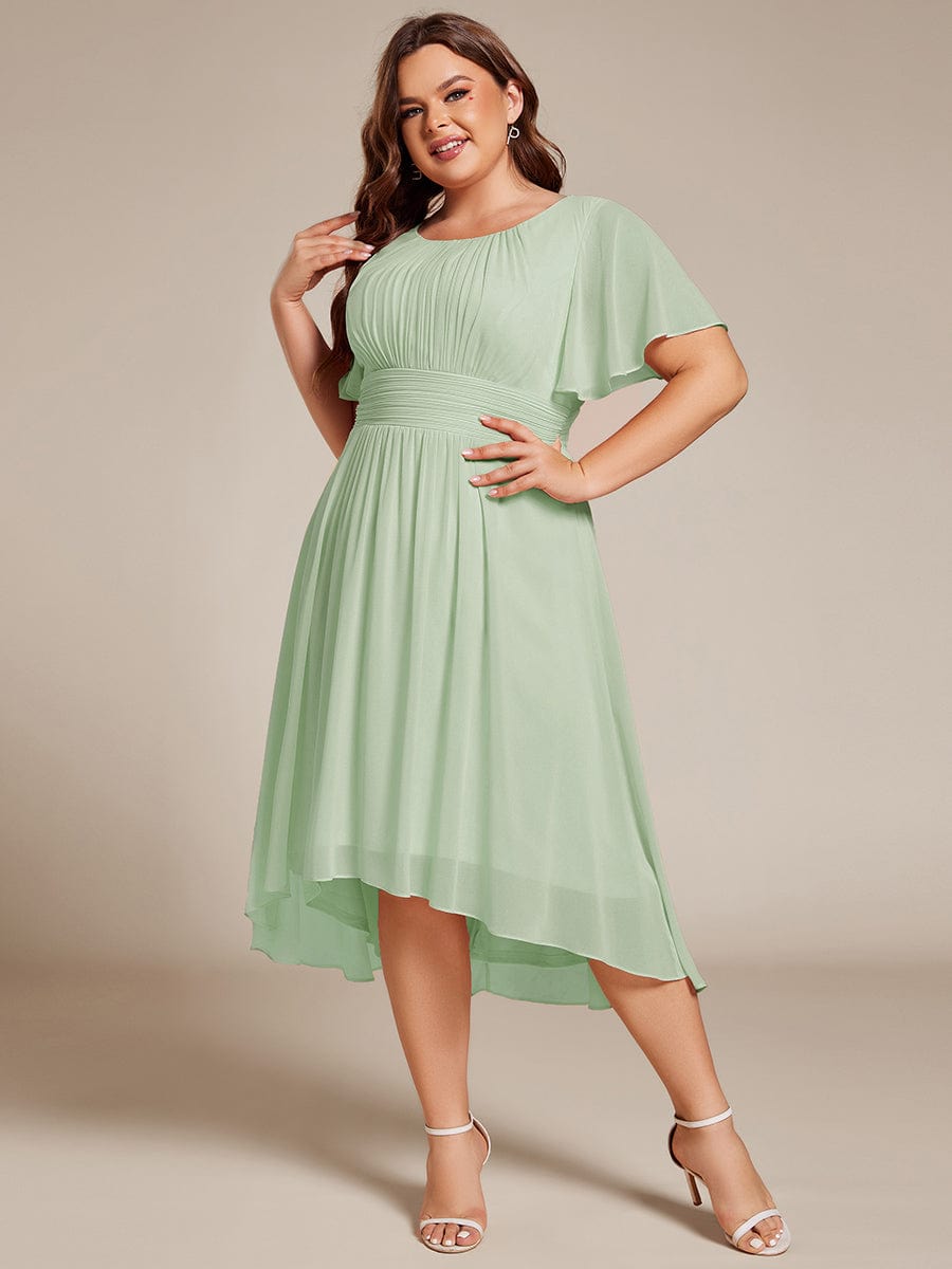 Plus Size A-Line Chiffon Midi Dress #color_Sage Green