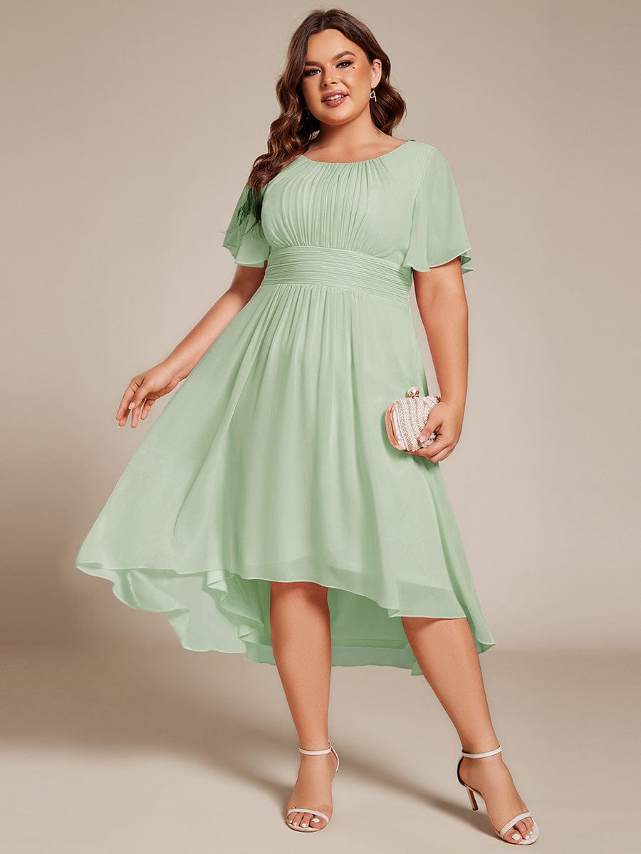 Plus Size A-Line Chiffon Midi Dress #color_Sage Green