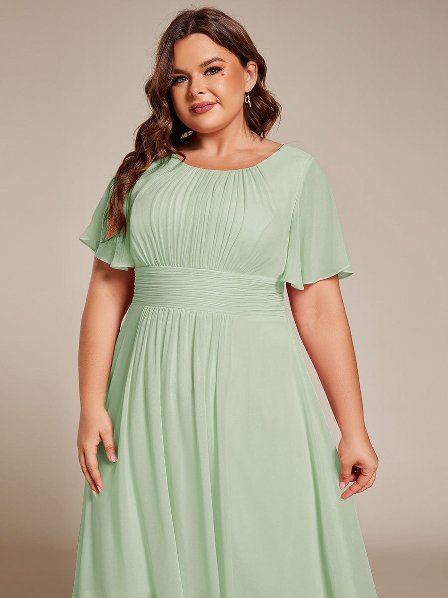 Plus Size A-Line Chiffon Midi Dress #color_Sage Green