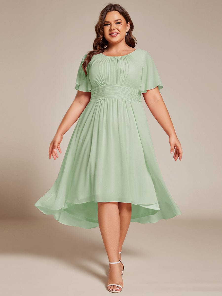 Plus Size A-Line Chiffon Midi Dress #color_Sage Green