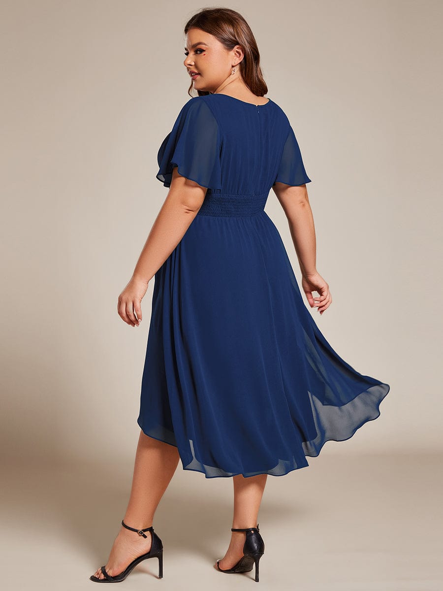 Plus Size A-Line Chiffon Midi Dress #color_Navy Blue