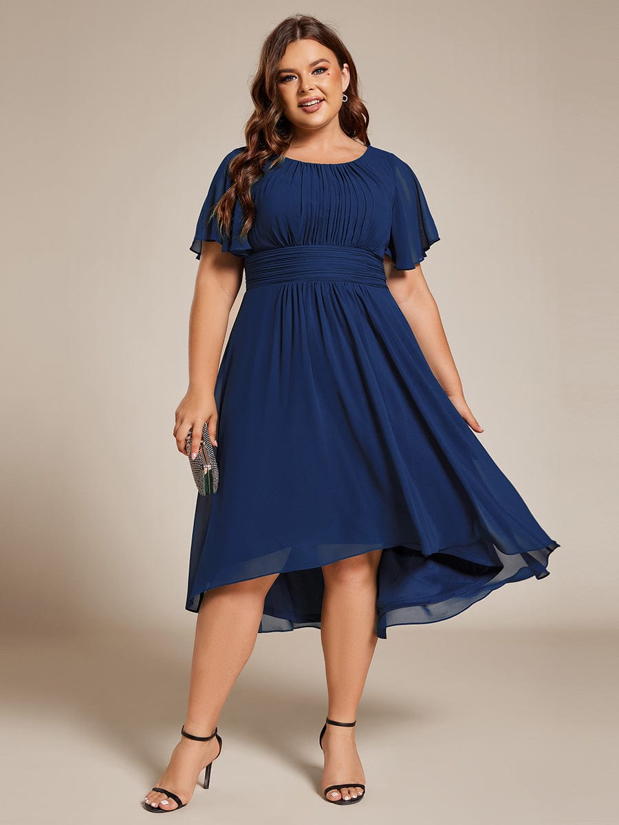 Plus Size A-Line Chiffon Midi Dress #color_Navy Blue