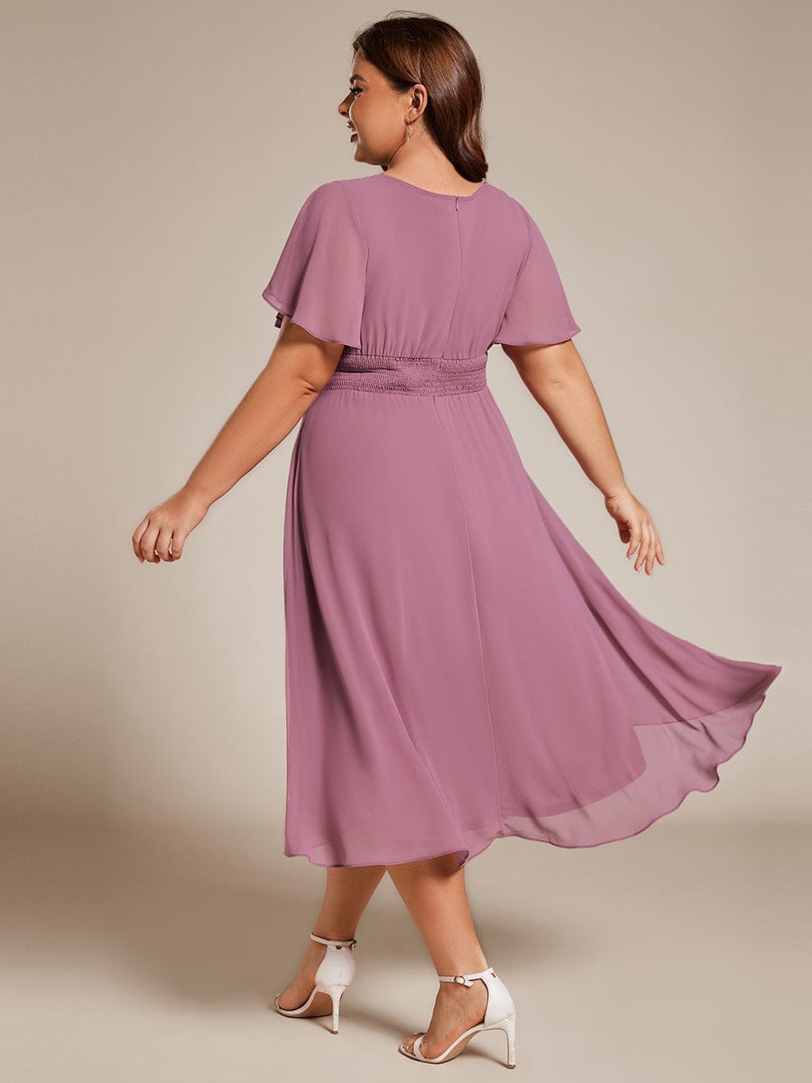 Plus Size A-Line Chiffon Midi Dress #color_Purple Orchid