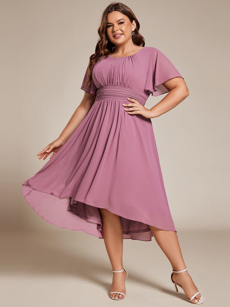 Plus Size A-Line Chiffon Midi Dress #color_Purple Orchid